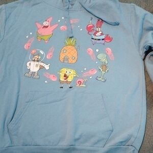 Blue Kids Hoodie with Cartoon Characters